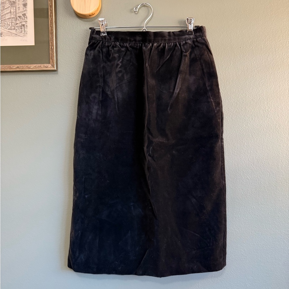 Vintage Black Velvet Pencil Skirt